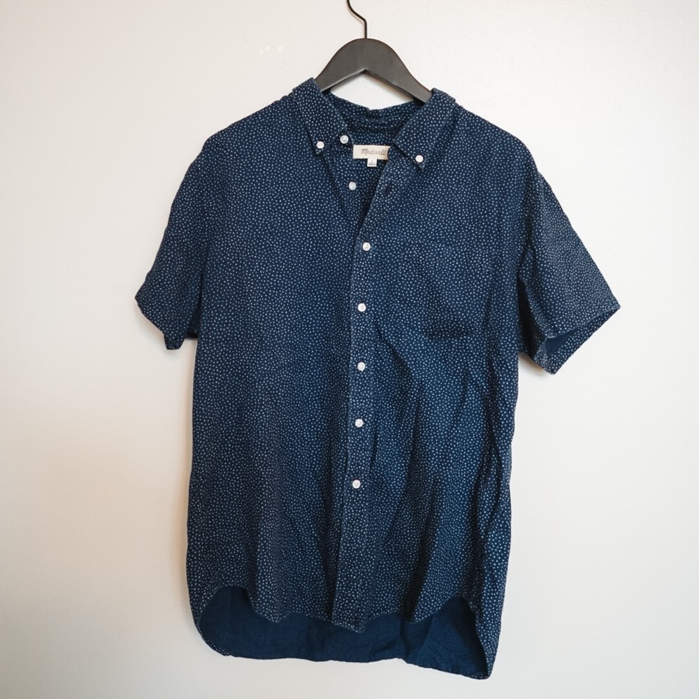 Men’s Madewell Short-Sleeve Button-Down Shirt in Indigo Dots